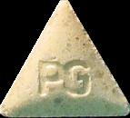 Yellow PG Triangle pill — lab-tested sample