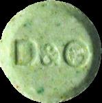 Green Dolce & Gabbana pill — lab-tested sample