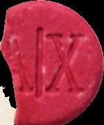 Red A|X pill — lab-tested sample
