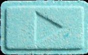 Blue Play Button pill — lab-tested sample