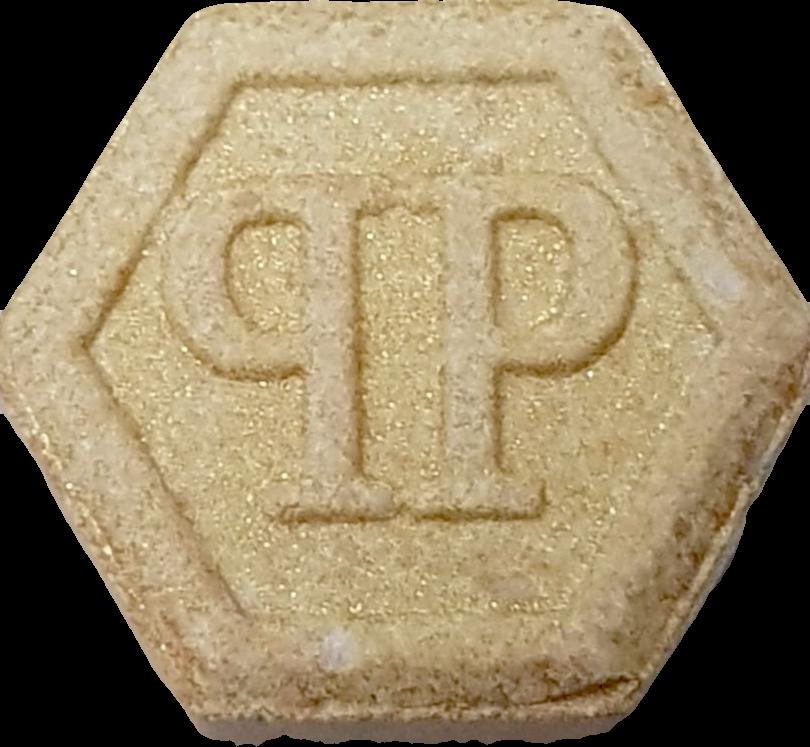 Phillip Plein (Dorado) - MDMA 269mg (Front) pill — lab-tested sample