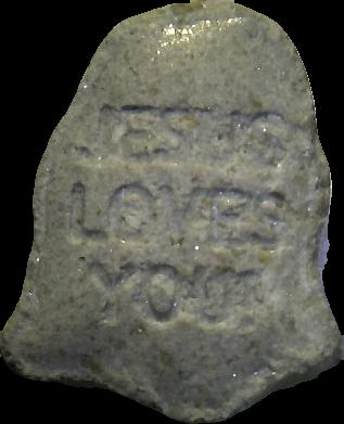 jesuslovesyou (Gris Claro) - MDMA 204mg (Front) pill — lab-tested sample