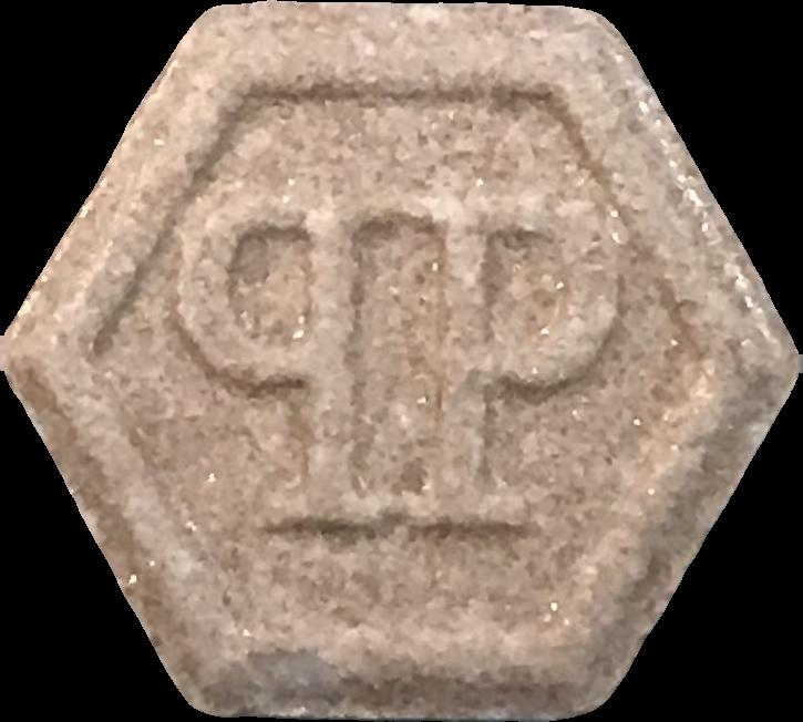 Phillip Plein (Beige Claro) - MDMA 158mg (Front) pill — lab-tested sample