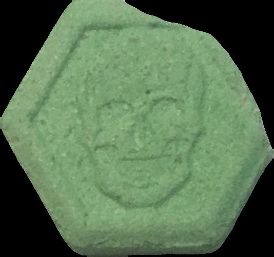 Phillip Plein (Verde Claro) - MDMA 181mg (Front) pill — lab-tested sample