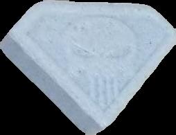 Punisher (Azul claro) - MDMA 76mg (Front) pill — lab-tested sample