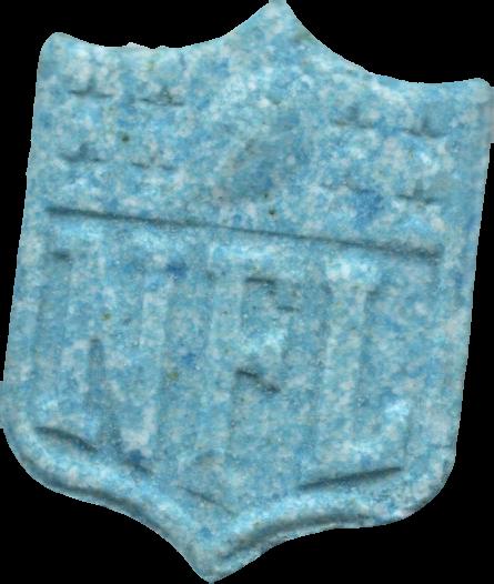 NFL (Azul) - MDMA 117mg (Front) pill — lab-tested sample