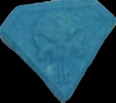 Punisher (Azul claro) - MDMA 224mg (Front) sample 2021-12-16_punisher_azulclaro