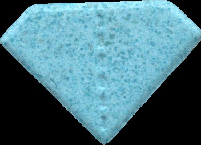 Punisher (Azul) - MDMA 132mg (Front) pill — lab-tested sample
