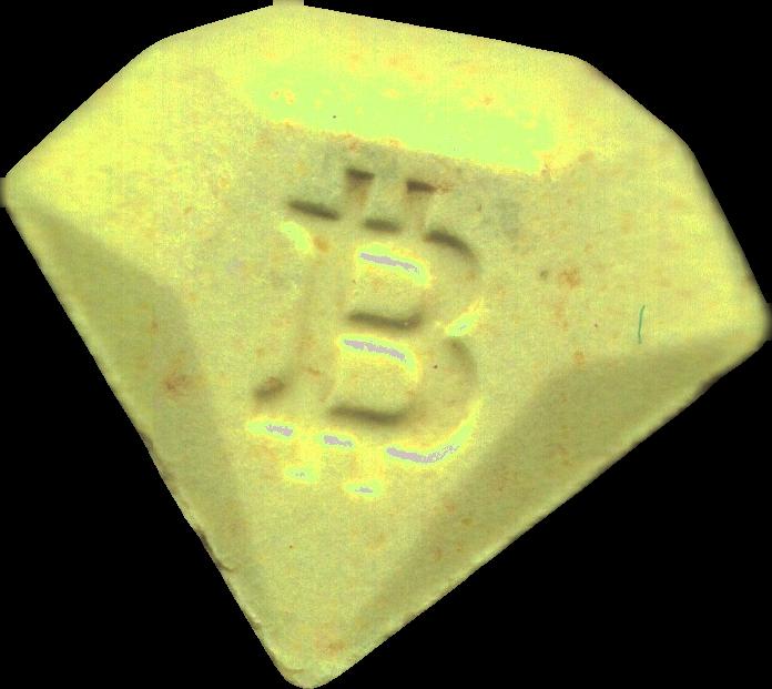 Bitcoin (Amarillo) - MDMA 239mg (Front) pill — lab-tested sample
