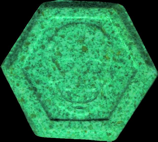 Phillip Plein (Verde Claro) - MDMA 204mg (Front) pill — lab-tested sample