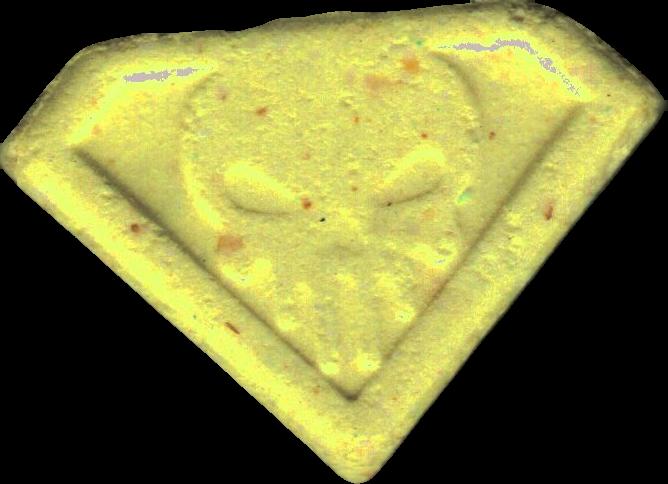 Punisher (Amarillo claro) - MDMA 134mg (Front) pill — lab-tested sample