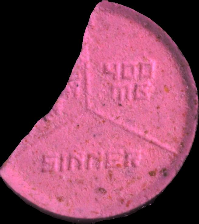Satan-Sinner (Rosa) - MDMA 226mg (Front) sample 2022-08-21_satansinner_rosa