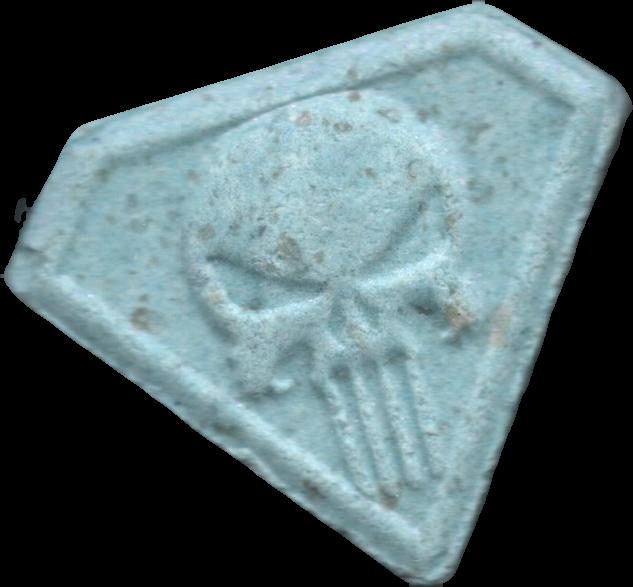 Punisher (Azul claro) - MDMA 115mg (Front) sample 2022-09-06_punisher_azulclaro