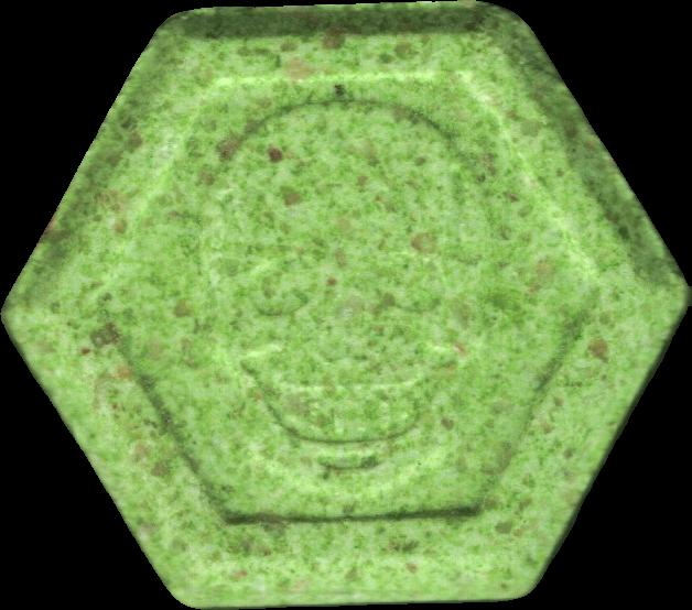 Phillip Plein (Verde Claro) - MDMA 208mg (Front) pill — lab-tested sample