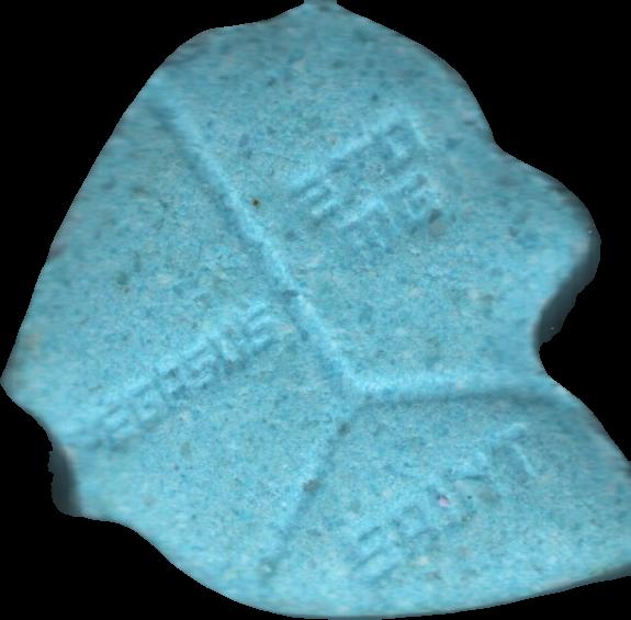 Pegasus (Azul) - MDMA 299mg (Front) pill — lab-tested sample
