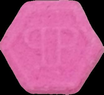 Phillip Plein (Rosa Claro) - MDMA 68mg (Front) pill — lab-tested sample