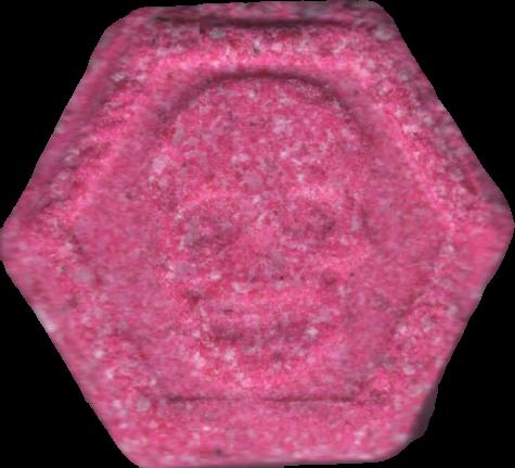 Phillip Plein (Rosa Oscuro) - MDMA 25mg (Front) pill — lab-tested sample