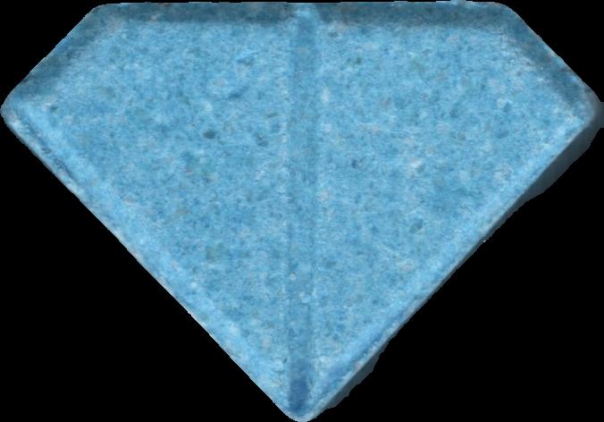 Punisher (Azul) - MDMA 136mg (Front) pill — lab-tested sample