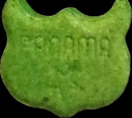 Búho-Panama (Verde) - MDMA 142mg (Front) sample 2023-08-23_bhopanama_verde