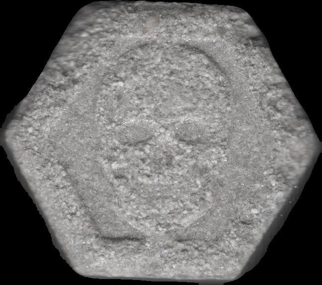 Calavera (Gris) - MDMA 164mg (Front) pill — lab-tested sample