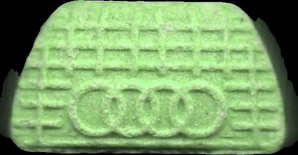 Audi (Verde Claro) - MDMA 187mg (Front) pill — lab-tested sample