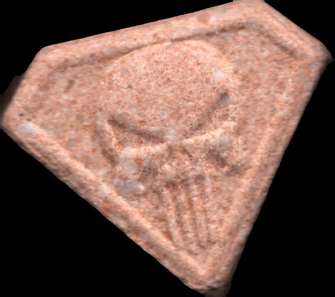 Punisher (Marrón Claro) - MDMA 202mg (Front) pill — lab-tested sample