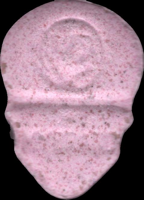 Calavera (Rosa) - MDMA 90mg (Front) pill — lab-tested sample