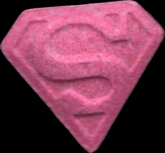 Superman (Rosa) - MDMA 217mg (Front) pill — lab-tested sample