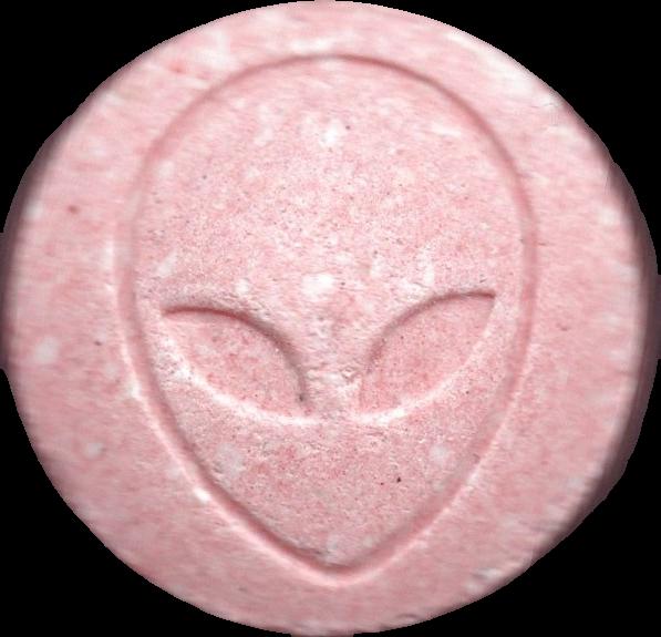 Alien (Rosa Claro) - MDMA 142mg (Front) pill — lab-tested sample
