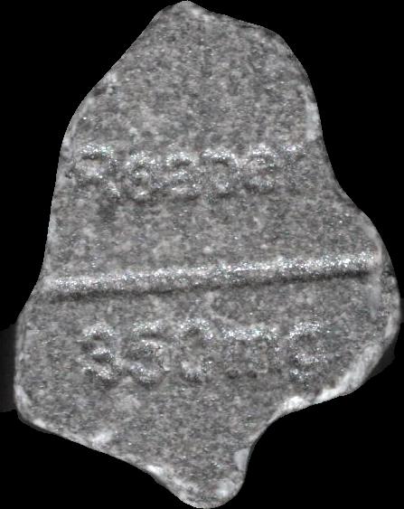 Grim Reaper (Gris) - MDMA 296mg (Front) pill — lab-tested sample