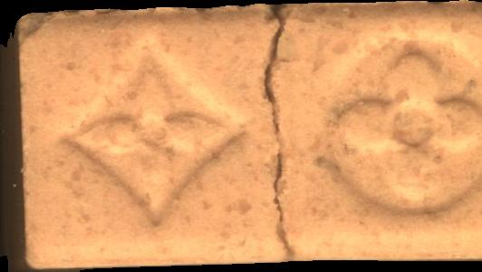 Louis Vuitton LV (Naranja) - MDMA 147mg (Front) pill — lab-tested sample