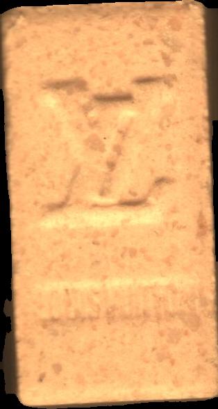 Louis Vuitton LV (Naranja) - MDMA 131mg (Front) pill — lab-tested sample