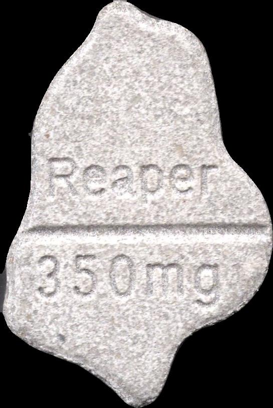 Grim Reaper (Gris Claro) - MDMA 236mg (Front) sample 2025-06-05_grimreaper_grisclaro