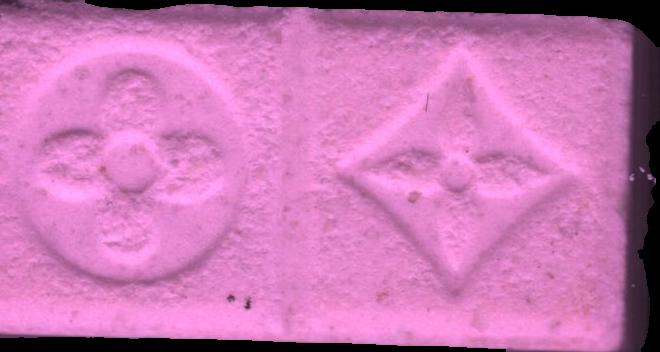 Louis Vuitton LV (Rosa) - MDMA 127mg (Front) pill — lab-tested sample
