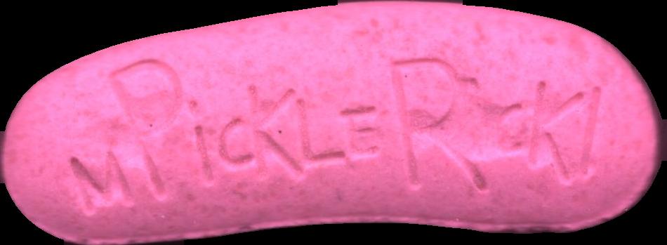 Pickle Rick (Rosa) - MDMA 236mg (Front) pill — lab-tested sample
