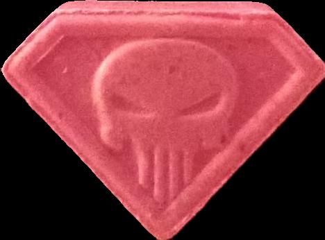 Punisher (Rosa) - MDMA 136mg (Front) pill — lab-tested sample