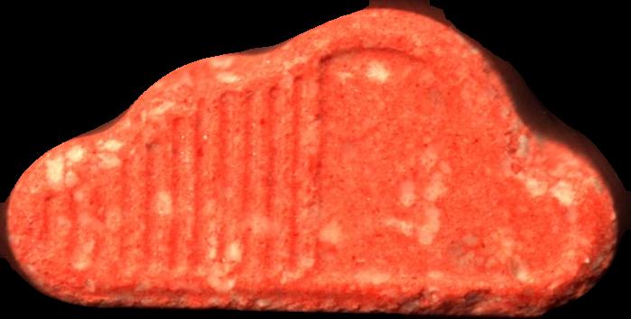 SoundCloud (Naranja) - MDMA 240mg (Front) pill — lab-tested sample