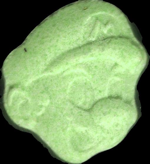 Mario Bros (Verde Claro) - MDMA 155mg (Front) pill — lab-tested sample