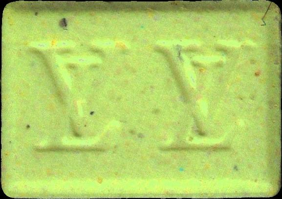 Louis Vuitton LV (Amarillo) - MDMA 184mg (Front) pill — lab-tested sample