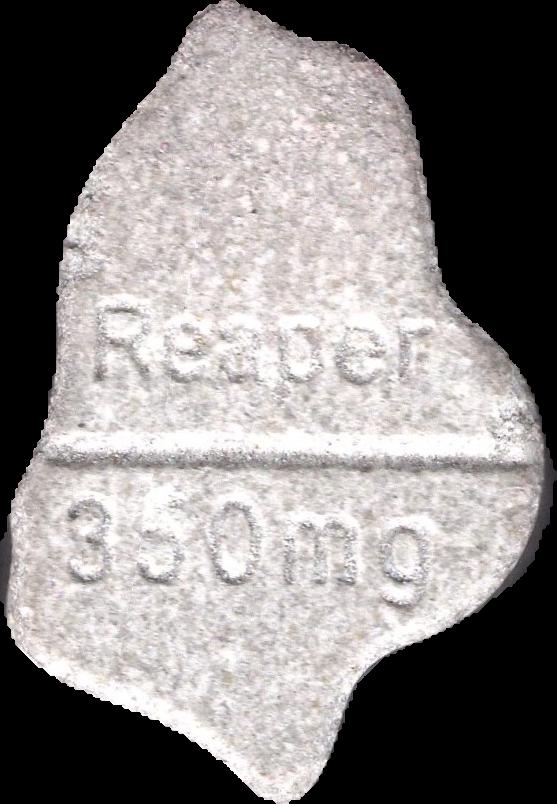 Grim Reaper (Gris Claro) - MDMA 243mg (Front) sample 2026-03-12_grimreaper_grisclaro