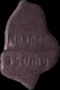 Grim Reaper (Gris) - MDMA 285mg (Front) pill — lab-tested sample