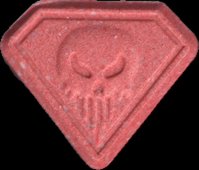 Punisher (Rojo Claro) - MDMA 158mg (Front) pill — lab-tested sample