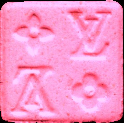 Louis Vuitton LV (Rosa) - MDMA 118mg (Front) pill — lab-tested sample