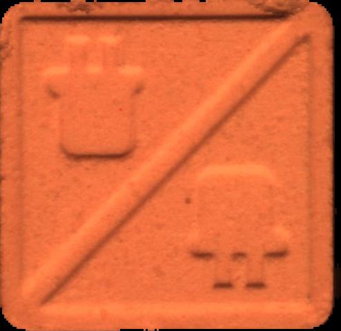 Louis Vuitton LV (Naranja) - MDMA 135mg (Front) pill — lab-tested sample