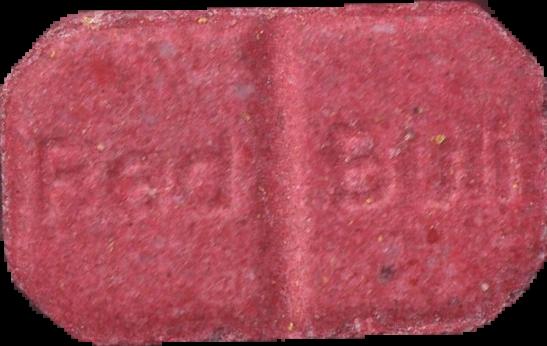Red Bull (Rojo Oscuro) - MDMA 262mg (Front) lab-tested pill — back