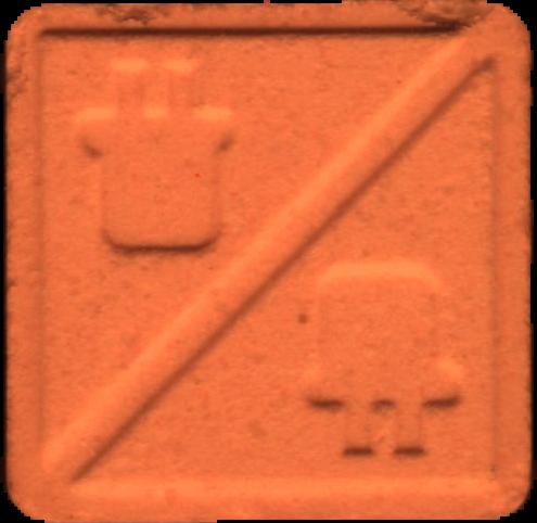 Louis Vuitton LV (Naranja) - MDMA 154mg (Front) lab-tested pill — back